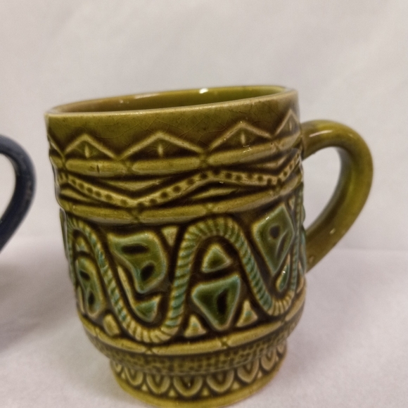VINTAGE 6 Mugs Japanese Pottery Porcelain Ceramic Blue, Orange, Green, Brown,Tan - Picture 13 of 13